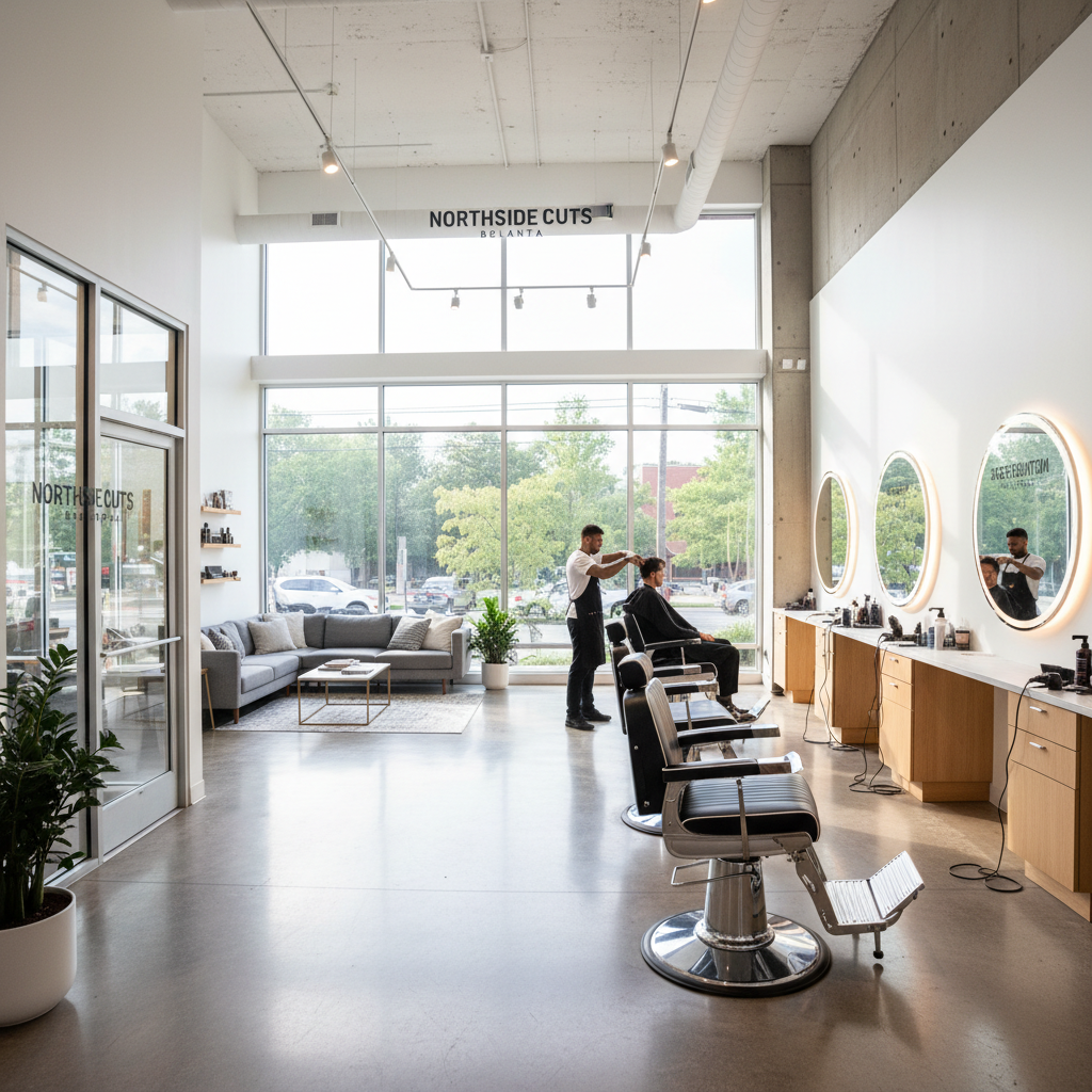 Northside Cuts Buckhead Atlanta bright modern barbershop