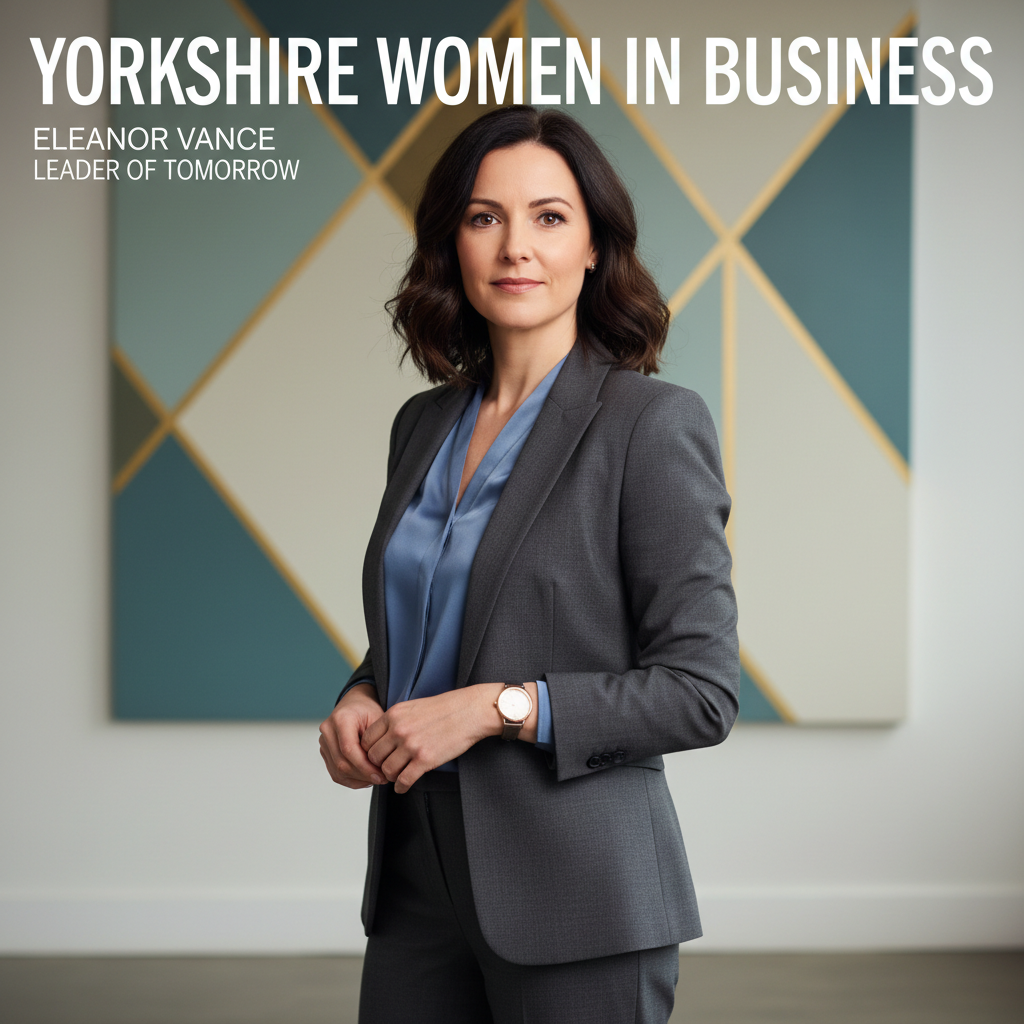 Yorkshire BusinessWoman Feb/Mar 2025 cover with a businesswoman in a contemporary Yorkshire studio