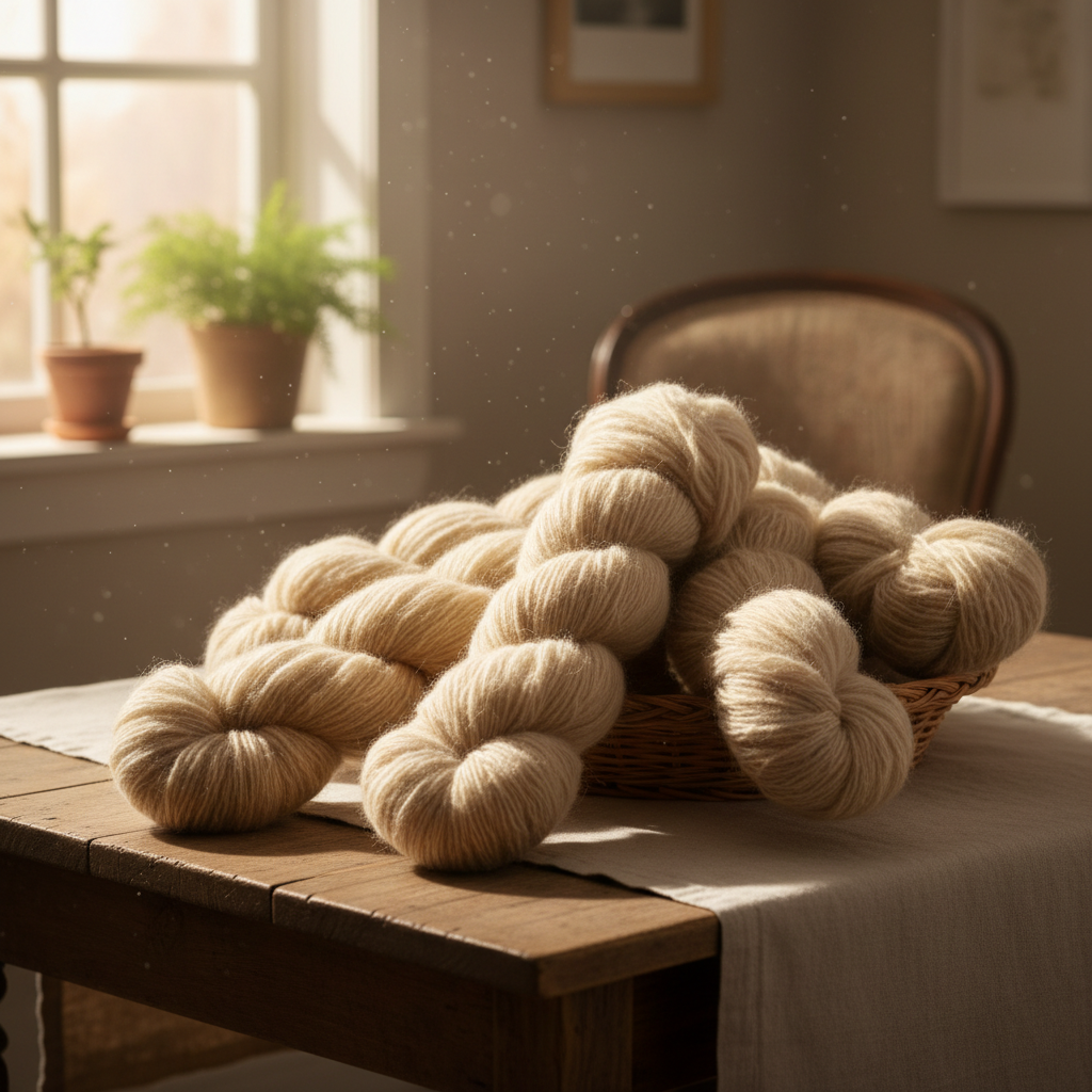 Soft undyed organic cotton fabric in warm natural morning light