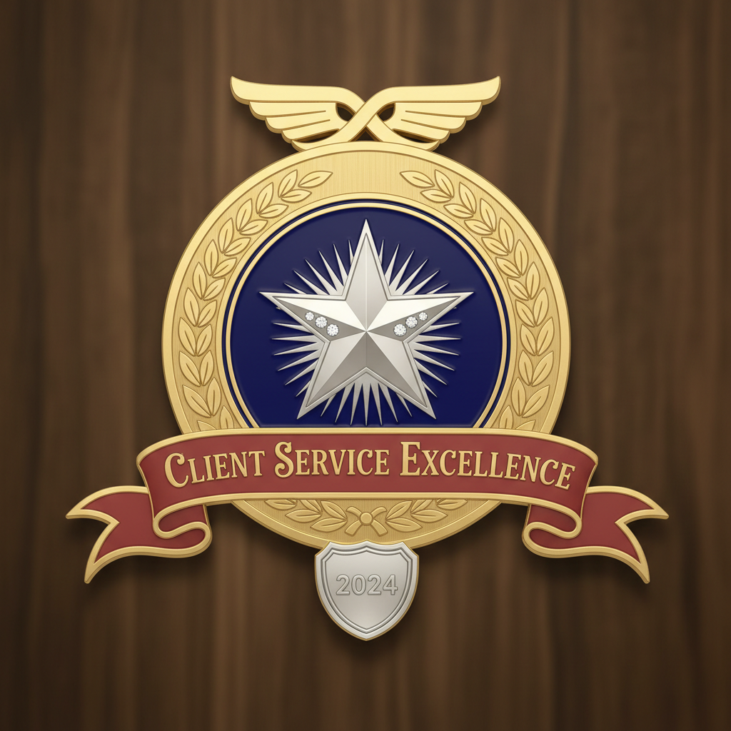 Certificate icon representing Client Service Excellence award
