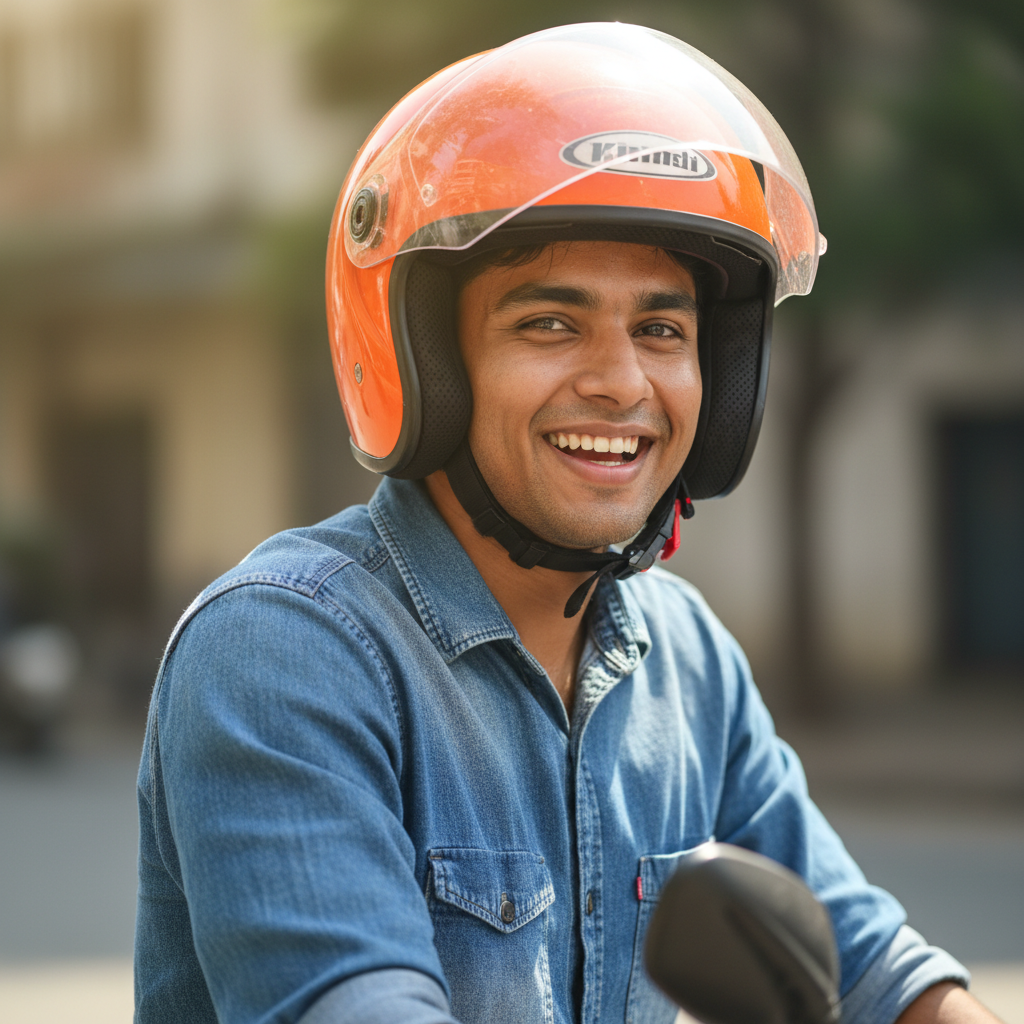 Vikram Singh adventure biker from Delhi smiling