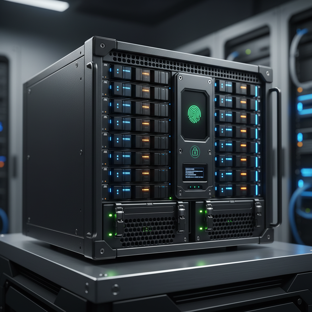 Modern data center with rows of server racks illuminated by blue LED lights, representing enterprise cloud infrastructure and IT services