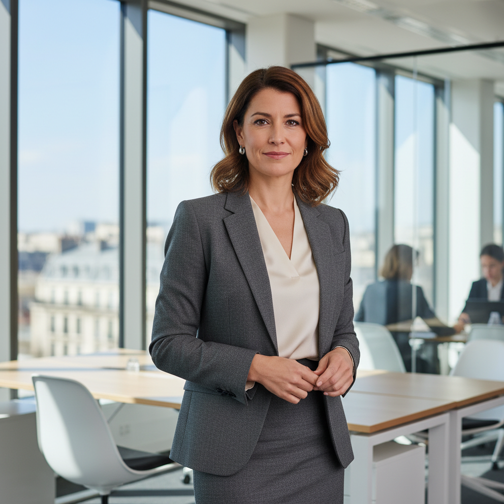 Sophie Marchand, interior designer from Paris with short brown hair