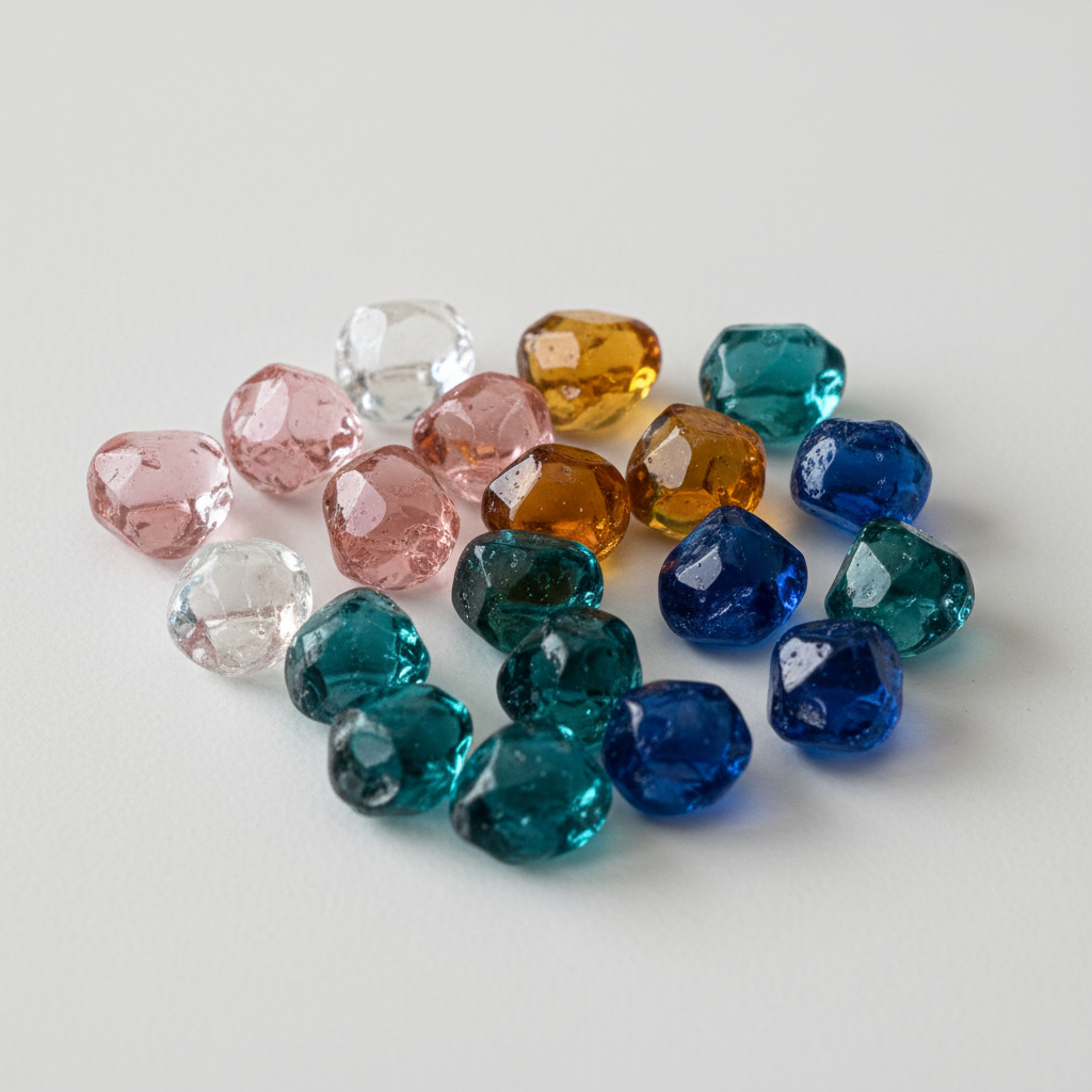 Jewel-toned isomalt crystals forming a geode effect on the side of a cake