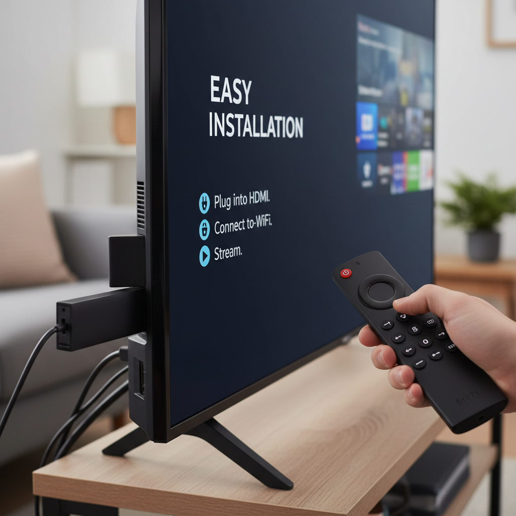Amazon Fire Stick conectat la televizor, configurare Televiziune Online pe ecran