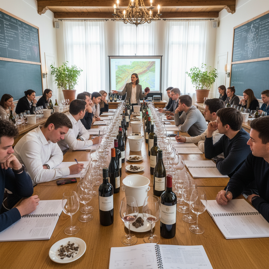 Wine classroom scene representing the Terroir learning environment