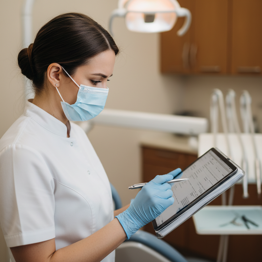 Doctor in bright clinic consulting patient at clean white desk with professional lighting