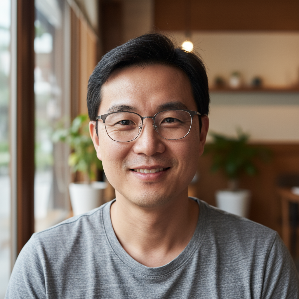David Park, a Korean-American man in his 30s with glasses and a friendly expression