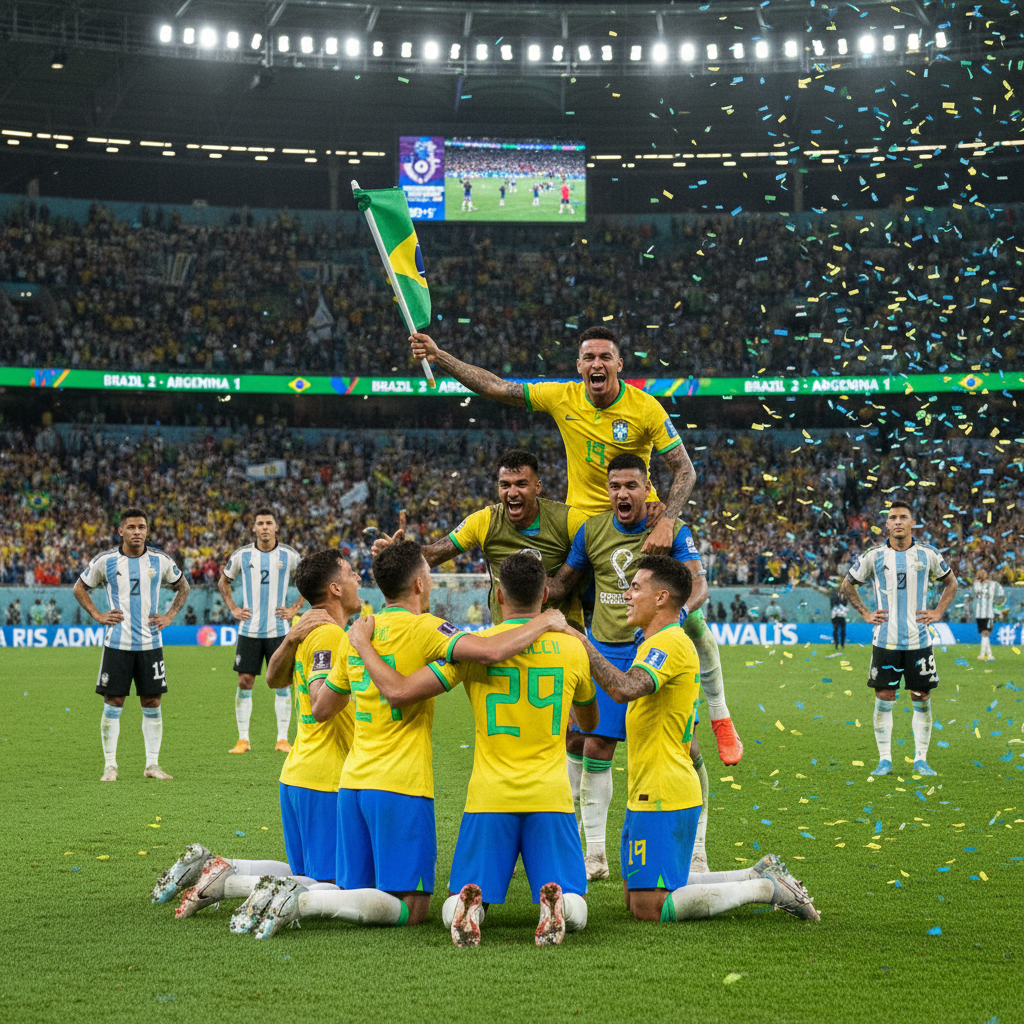 African football players celebrating a goal on the pitch