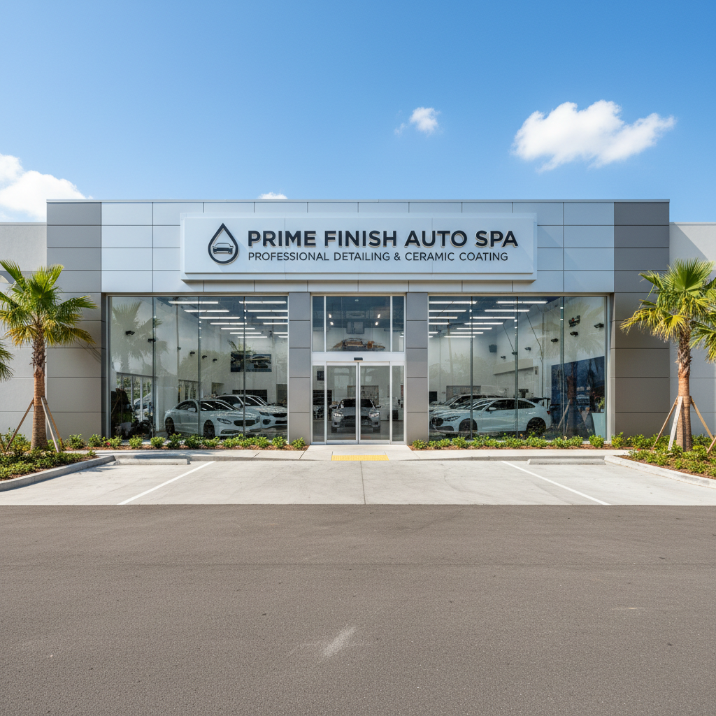 Front exterior of Auto Edge Car Clinic shop building with signage visible on a bright clear day