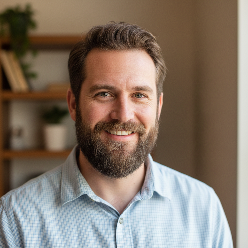 Marcus, a man in his 30s smiling in casual attire