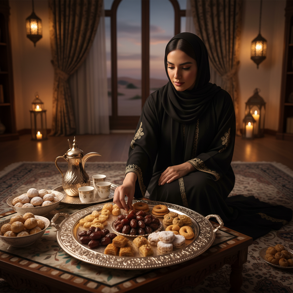 Dates on brass tray for iftar