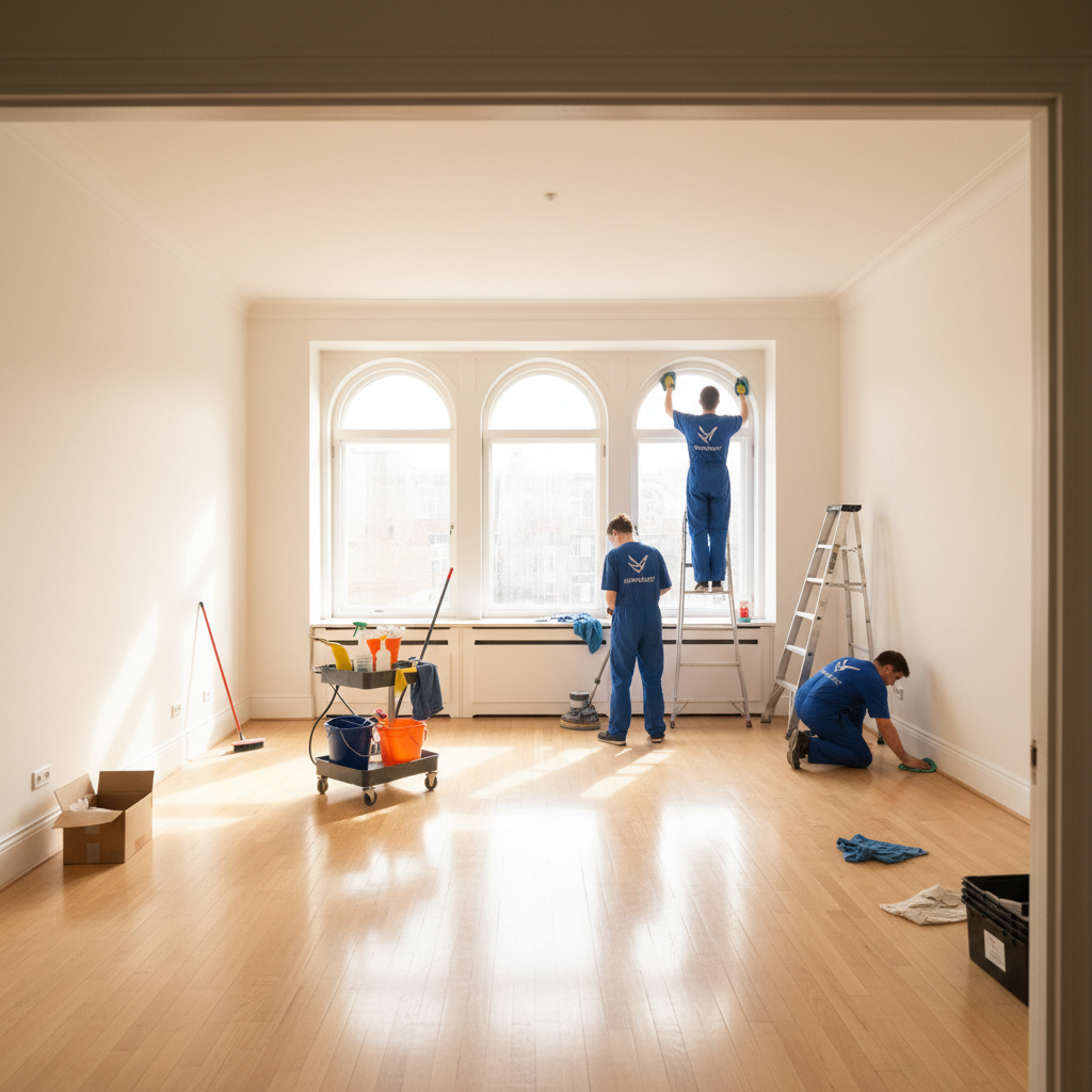 Empty, freshly cleaned apartment ready for new occupants with natural light