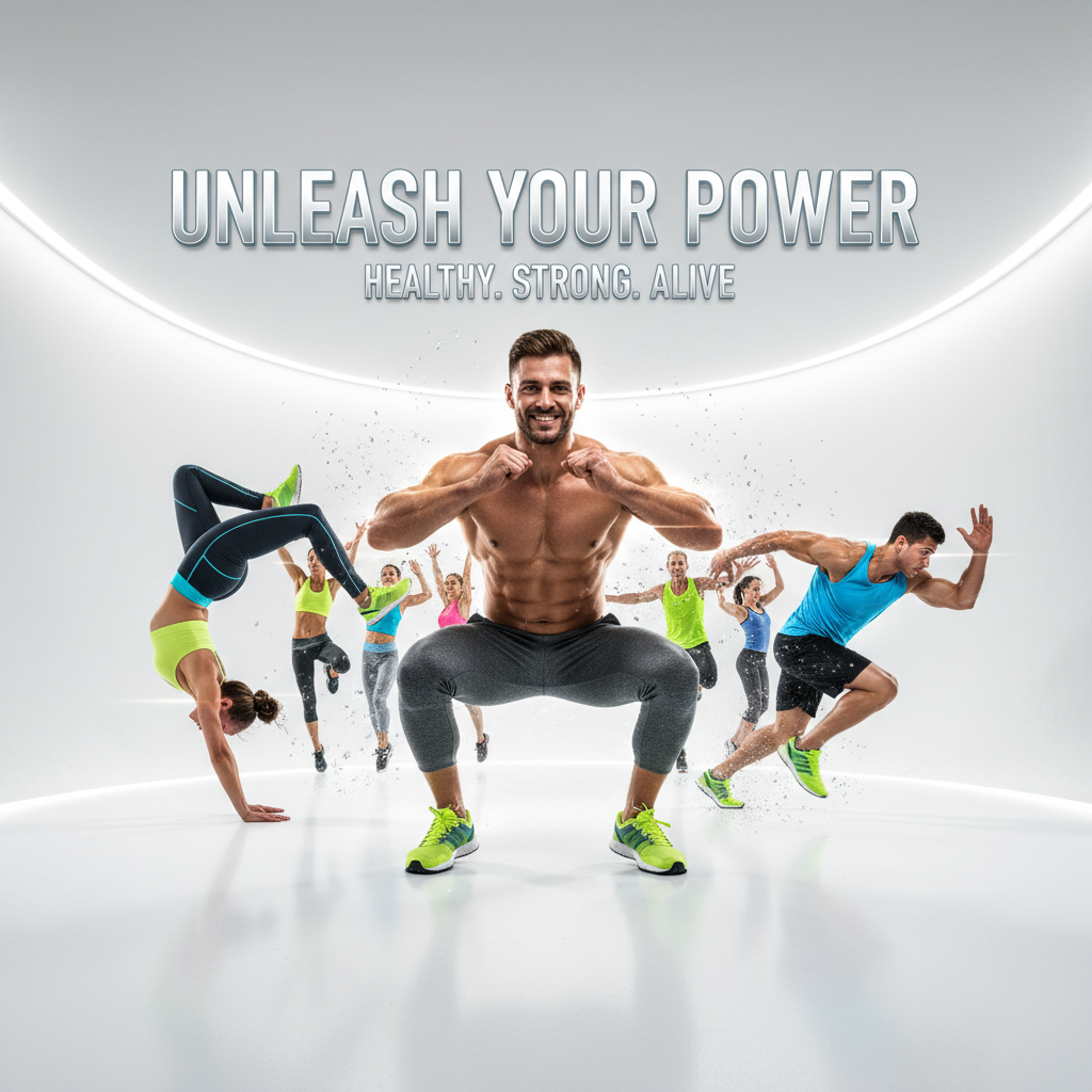Diverse group of people working out together in a modern gym with colorful lighting