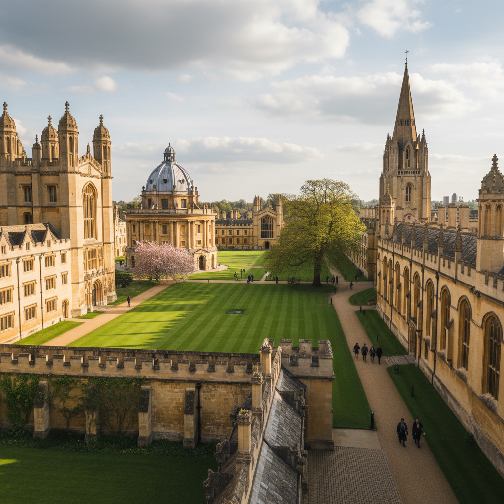 Oxford University buildings and campus representing UK scholarship