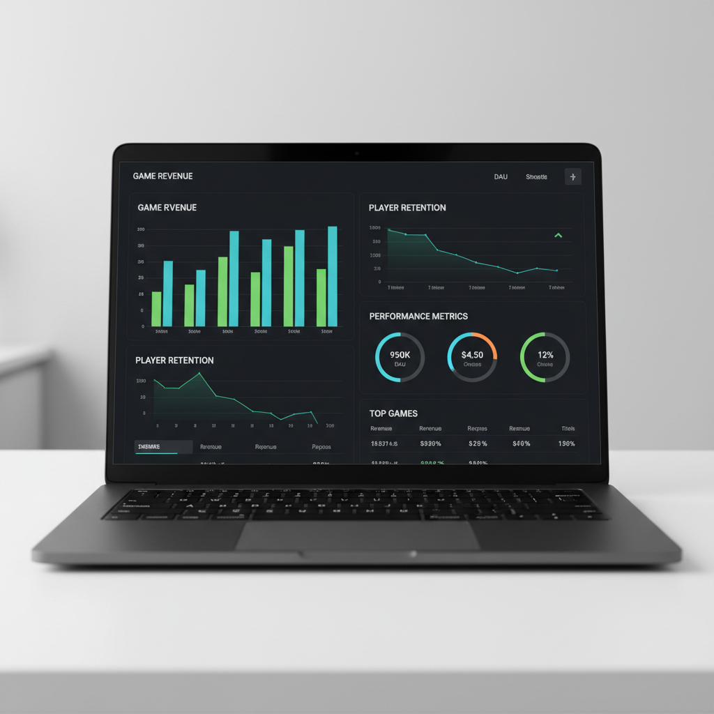 Graphs of performance analytics on a laptop screen