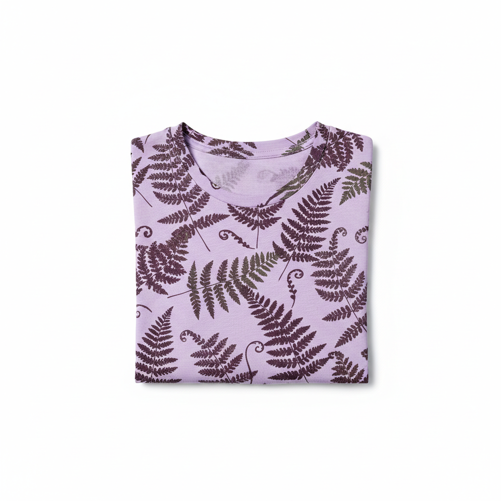Lavender tee with fern pattern