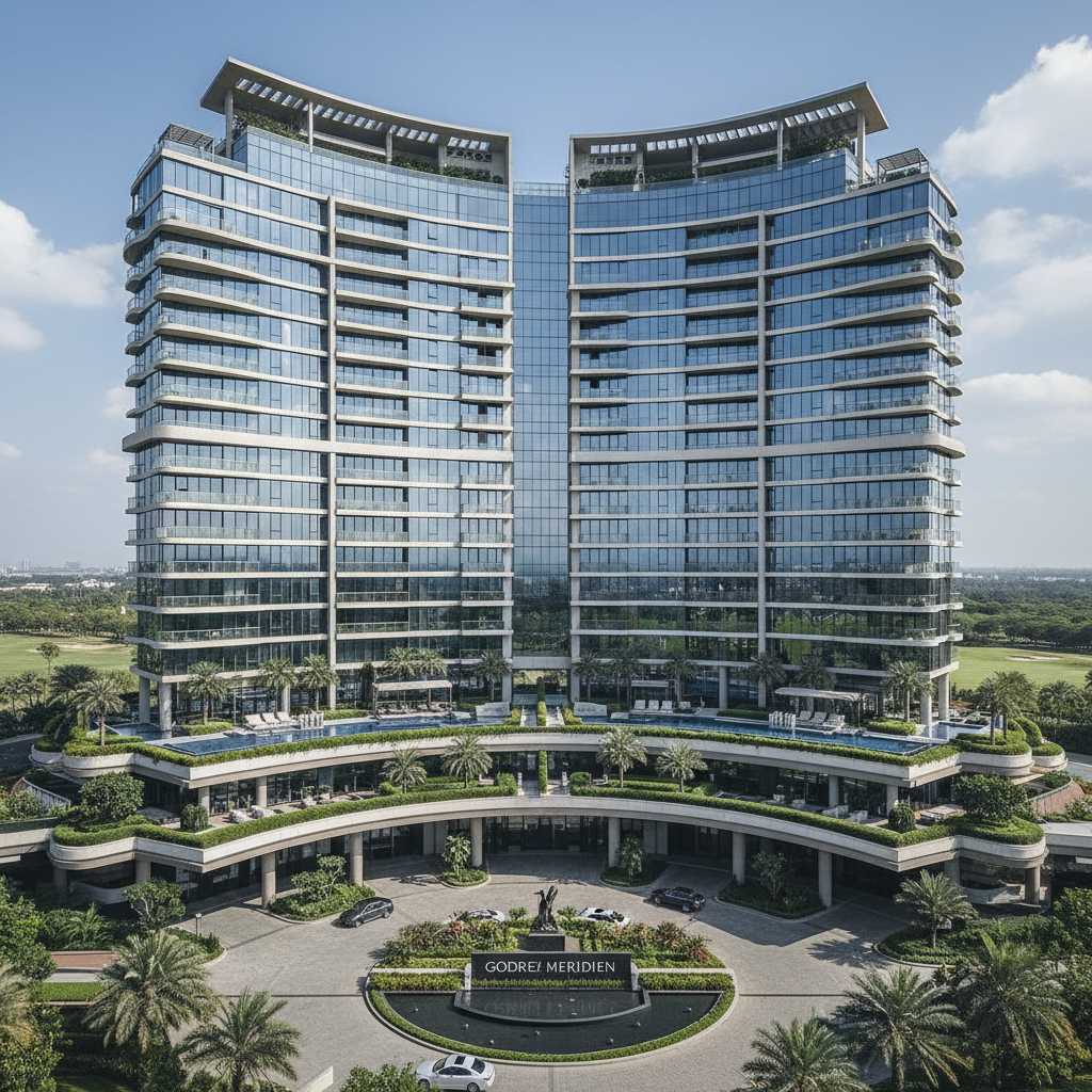 Godrej Meridien luxury residential tower in Gurugram with rooftop amenities