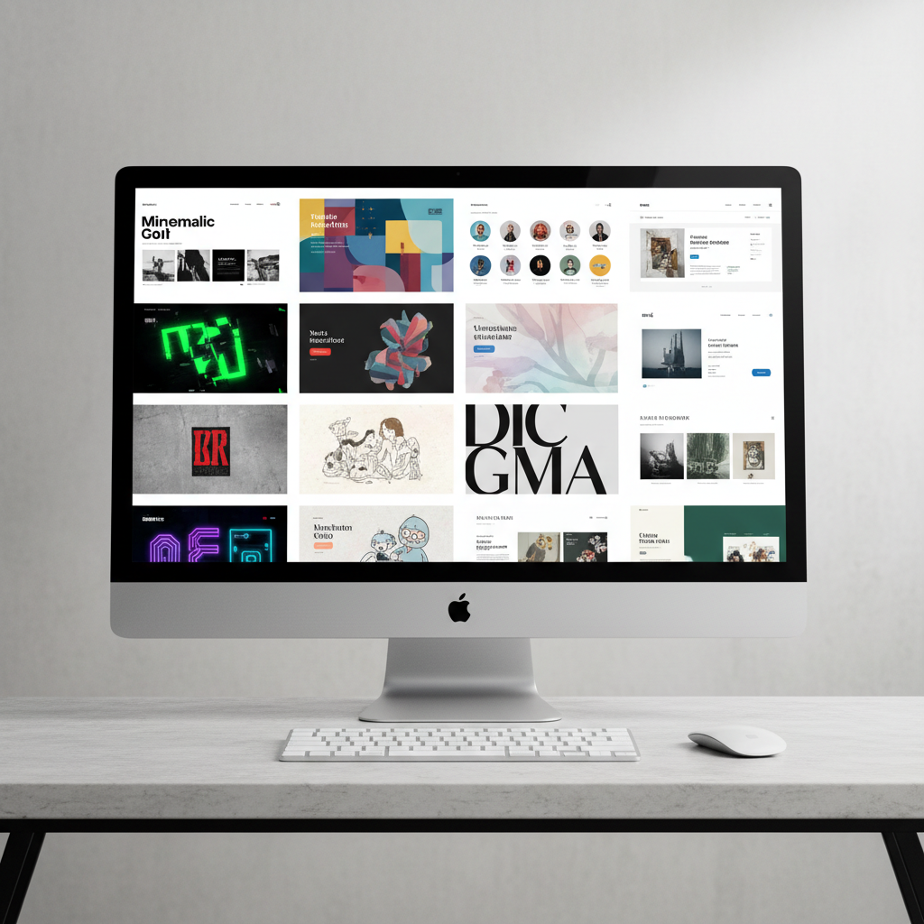 Website layout templates on screen mockup