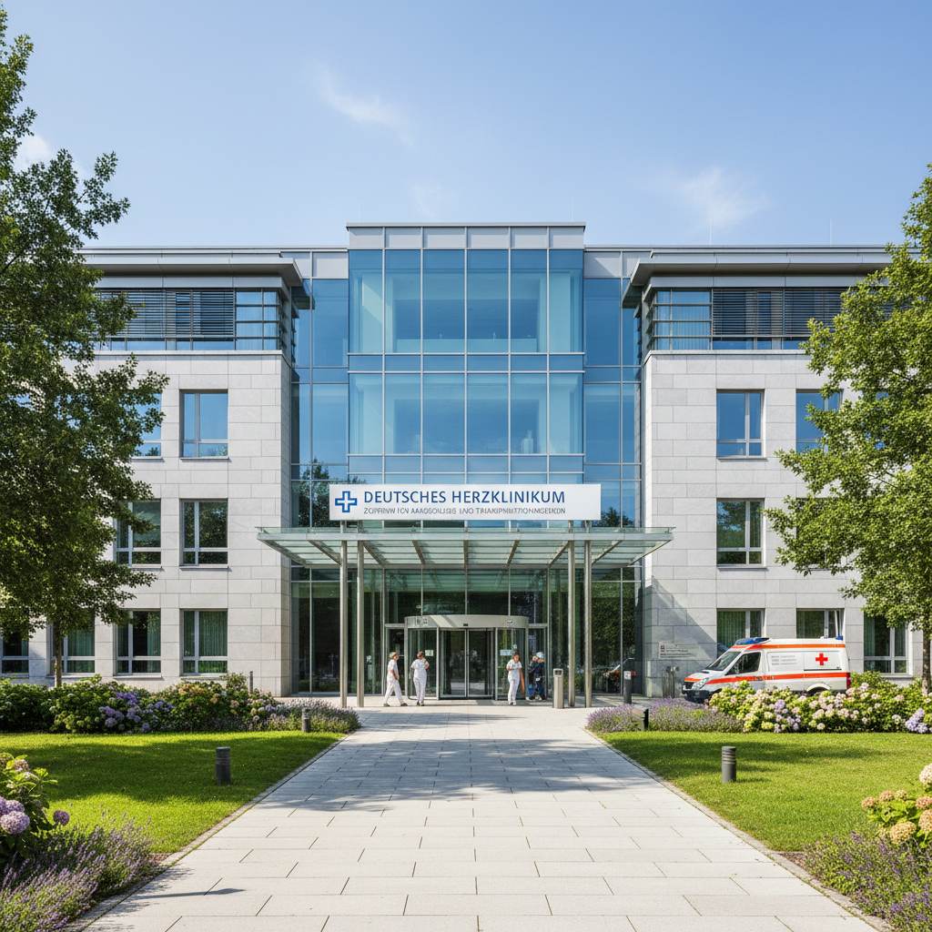German hospital building exterior representing nursing career opportunities