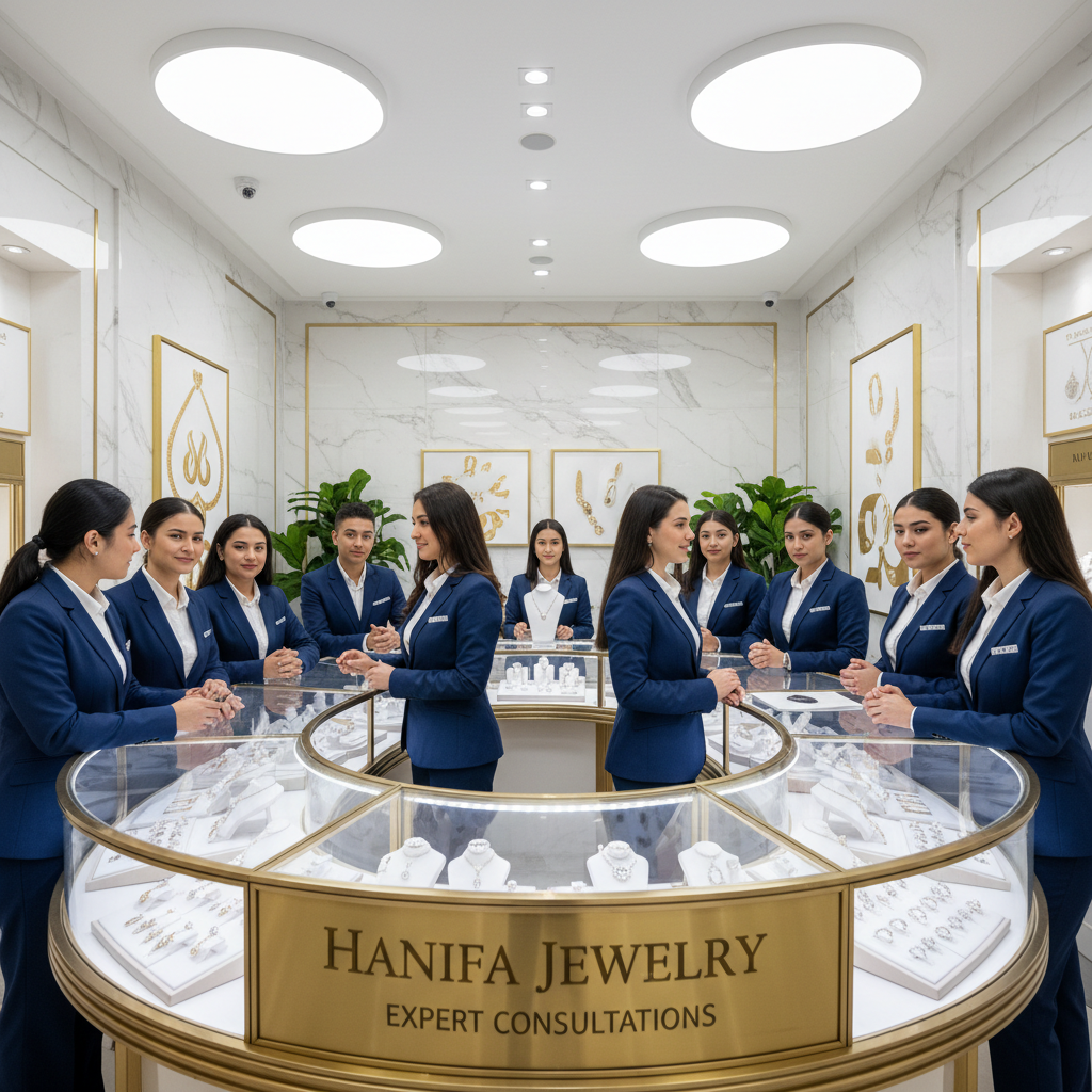 فريق خدمة العملاء المحترف في حنيفة للمجوهرات يقدم المساعدة والاستشارات
