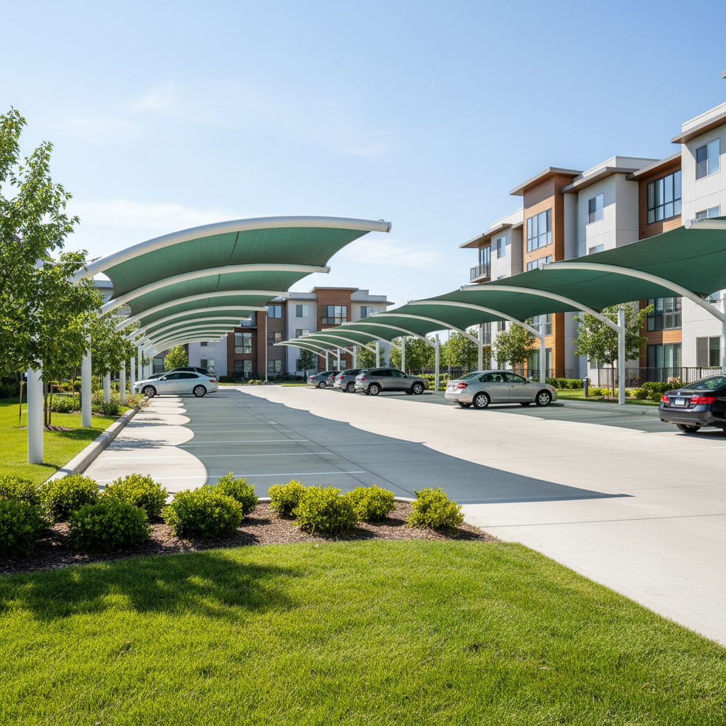 Car parking tensile shade structure