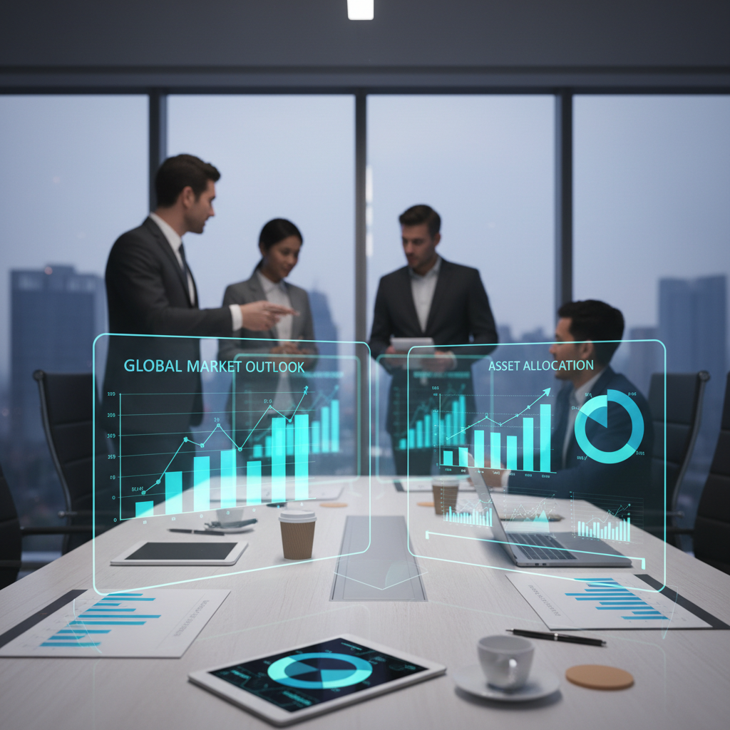 Investment portfolio management with financial charts and analysis