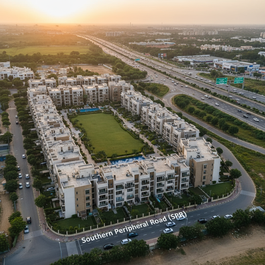 Vista aérea de condomínio residencial em Gravataí ao entardecer