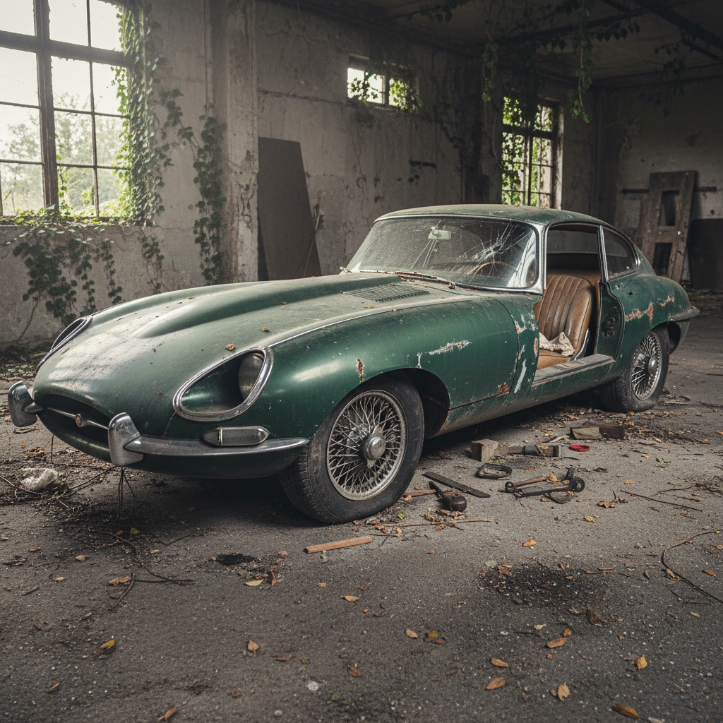 Rough running 1962 Jaguar E-Type with deteriorated chrome and worn interior