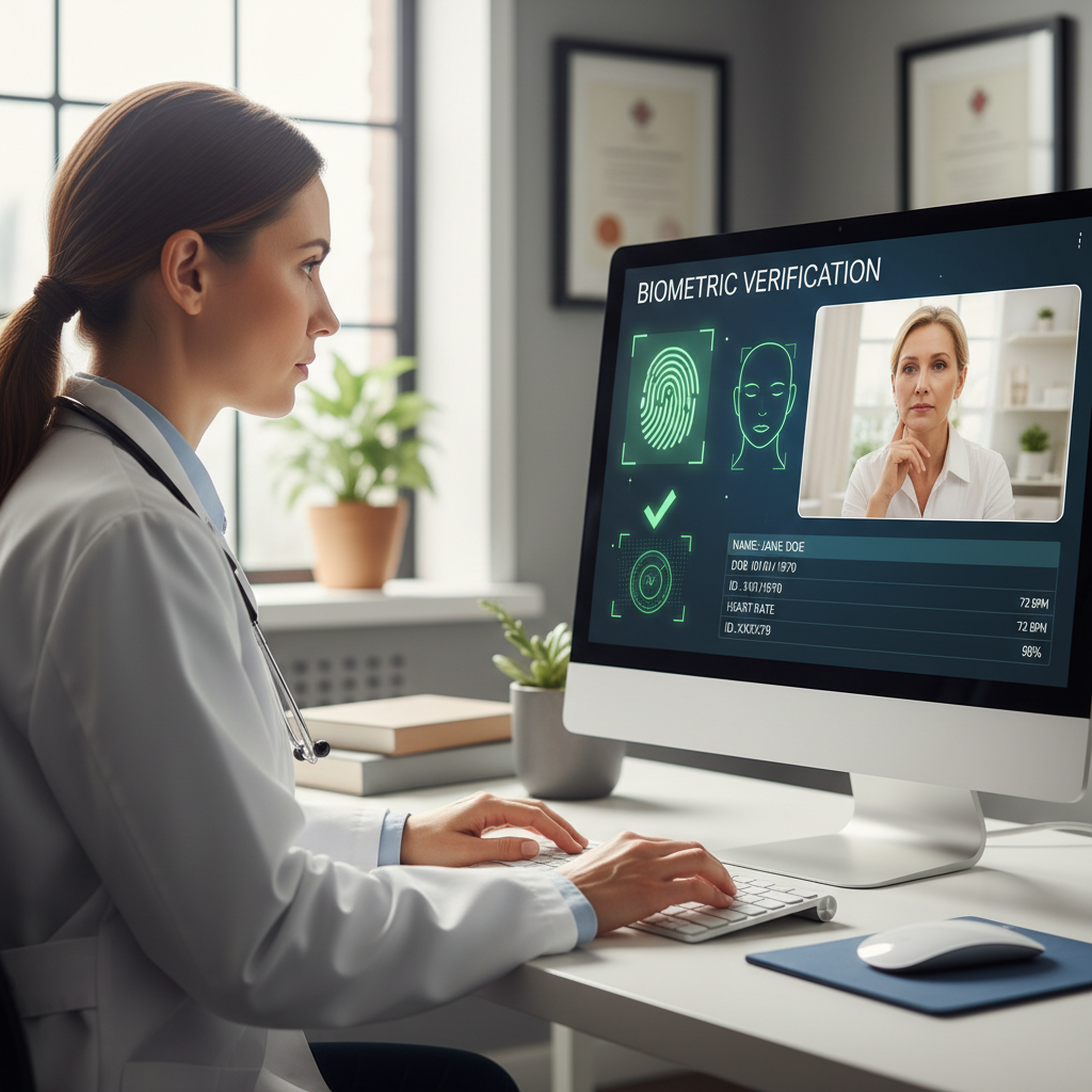 Doctor conducting video consultation
