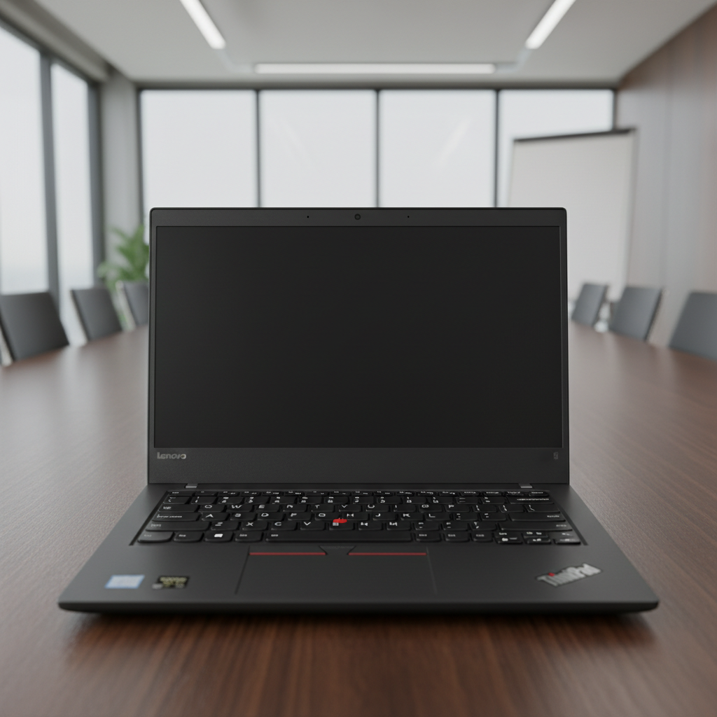 Lenovo ThinkPad laptop on dark background, business professional laptop computer