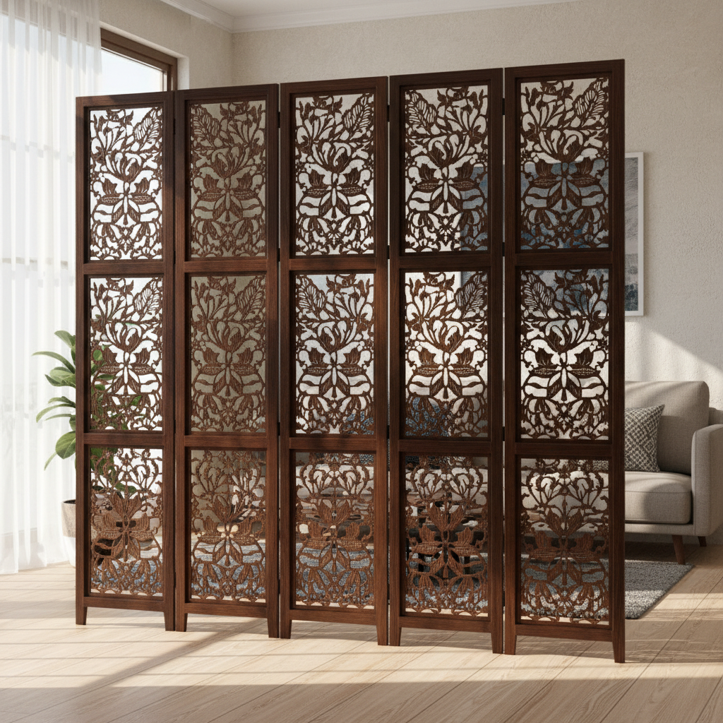 Partisi ruangan laser cutting motif batik