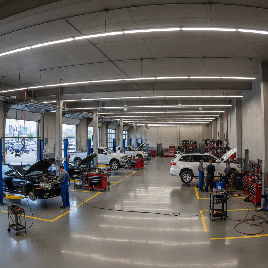 Auto repair shop interior with vehicles being serviced, Marietta GA
