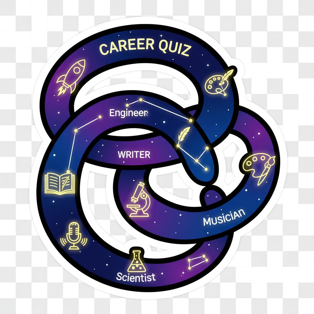 Professional workspace with laptop showing career planning charts and cosmic symbols