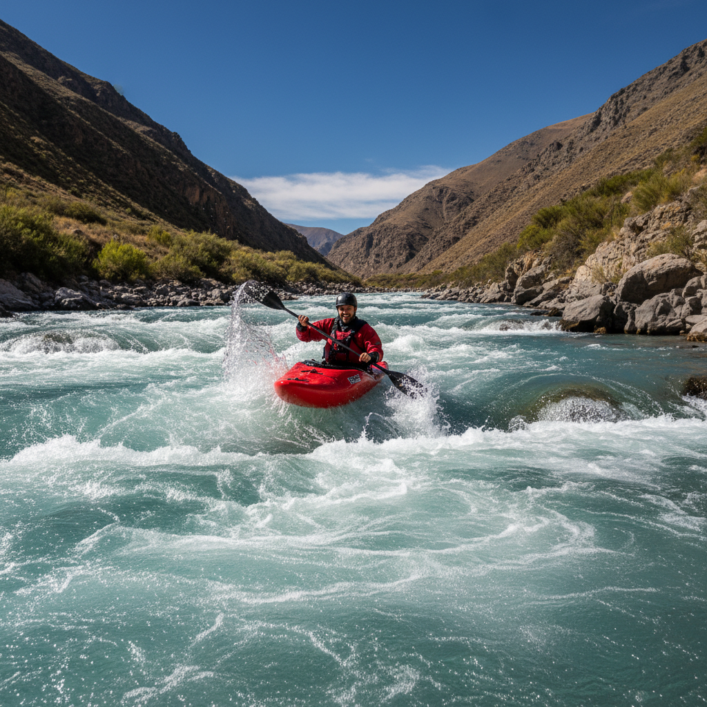 Canotaje en Río Mendoza — Aguas rápidas — actividad de Kayak y Canotaje en Argentina