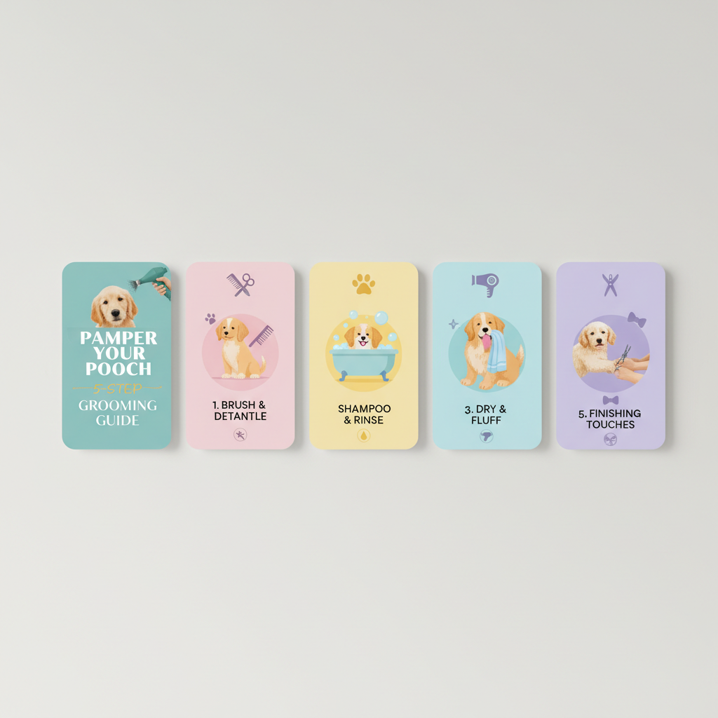 Premium 5-slide dog grooming carousel template set