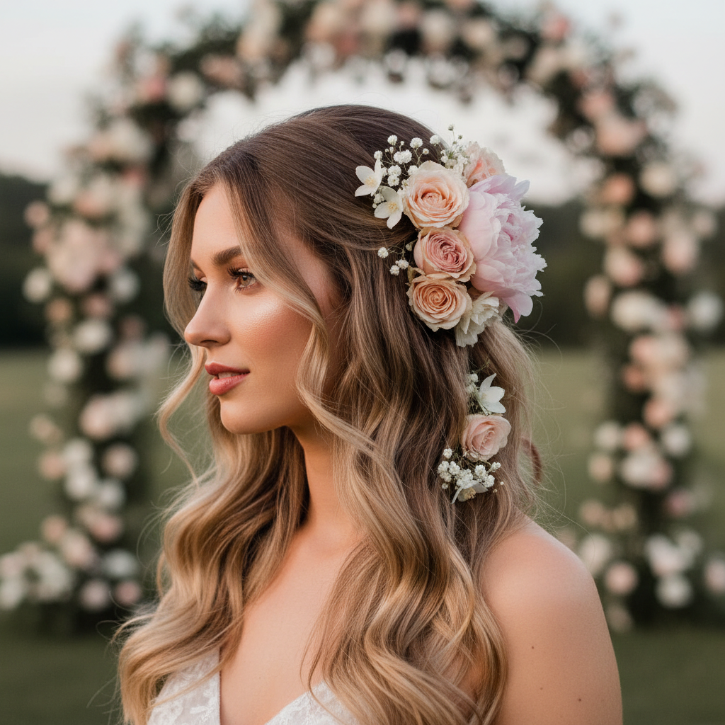 Volné romantické vlny na dlouhých vlasech, přirozený look