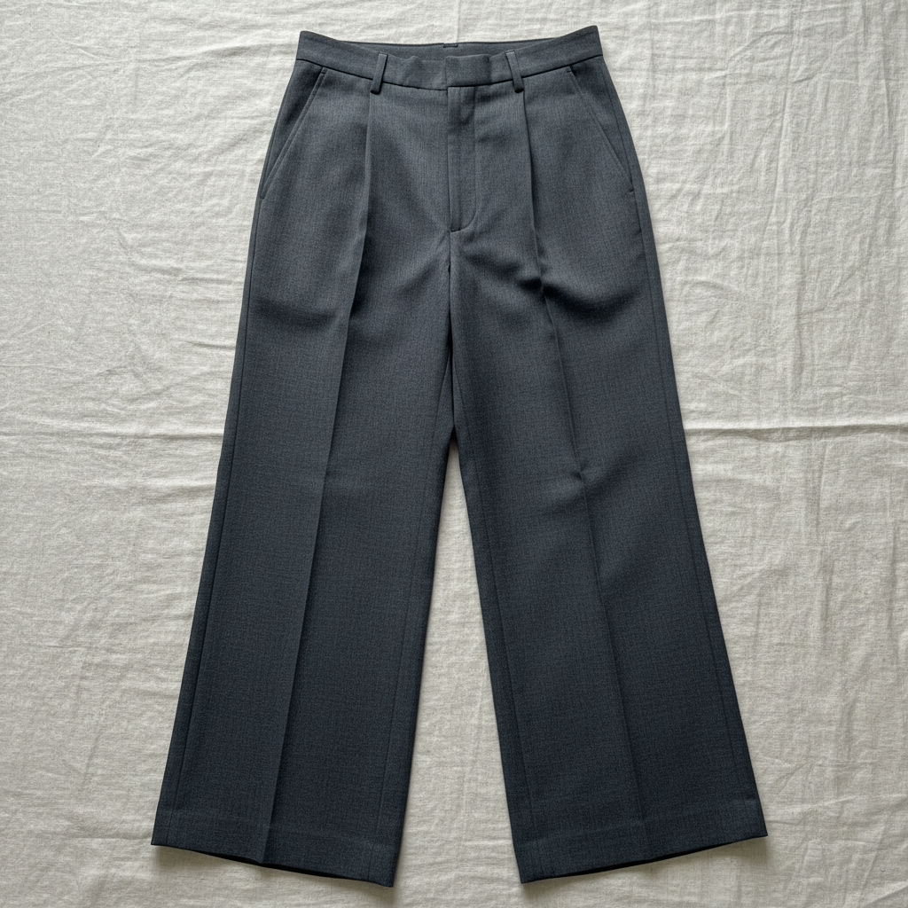 Tailored wide-leg trousers in charcoal — premium fashion apparel with clean structured lines