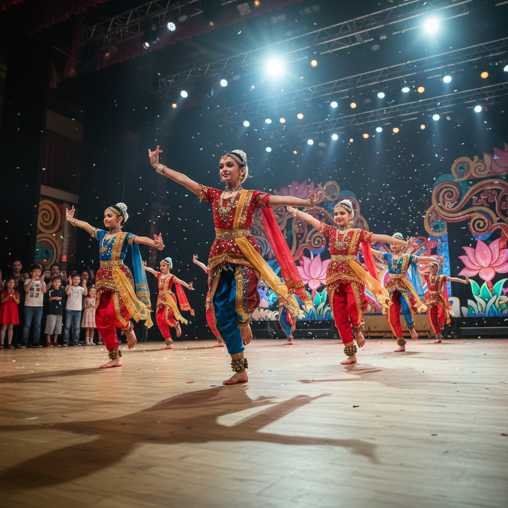 Children performing classical dance at annual Sangam showcase