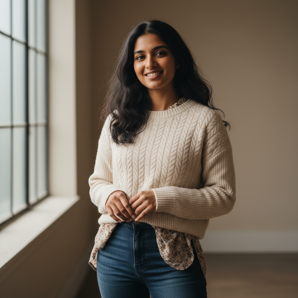 Maryam Yusuf, RIIB brand ambassador and lifestyle content creator, in professional modest business attire