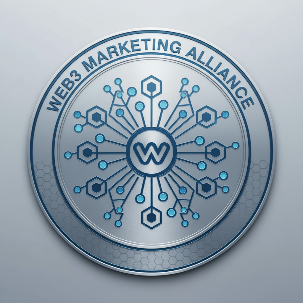 Web3 blockchain network visualization with decentralized application icons