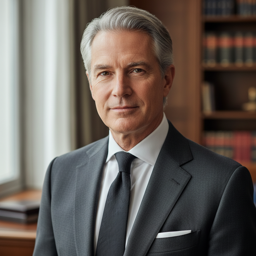 Portrait of Jonathan Hargreaves, estate curator in his late 50s with silver hair