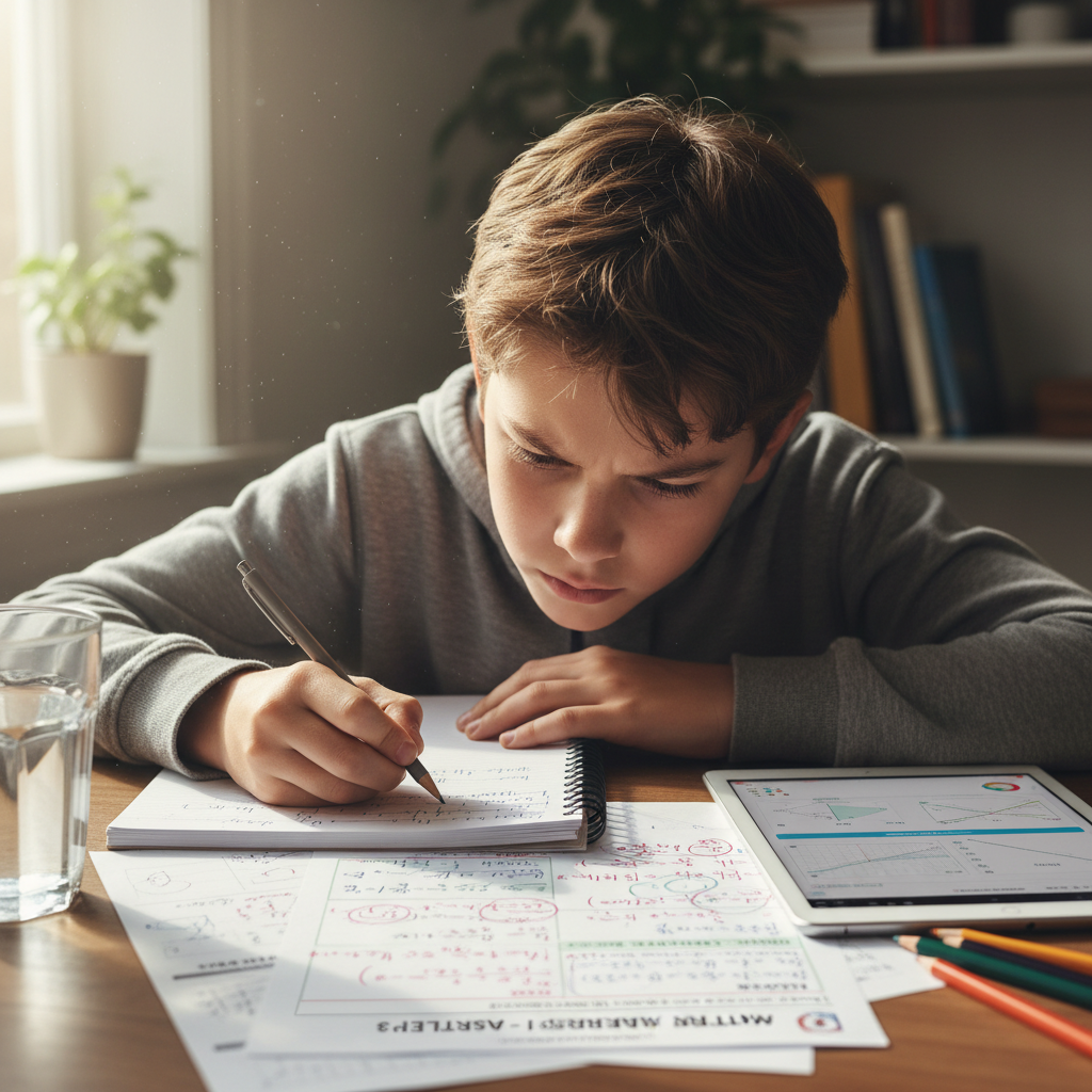 Student working on personalized math homework exercises focused on specific skill gaps
