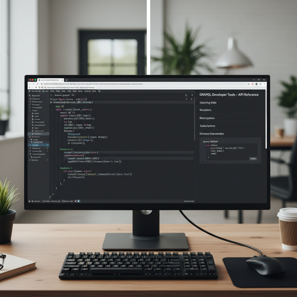 Code editor with GraphQL schema and developer tools documentation