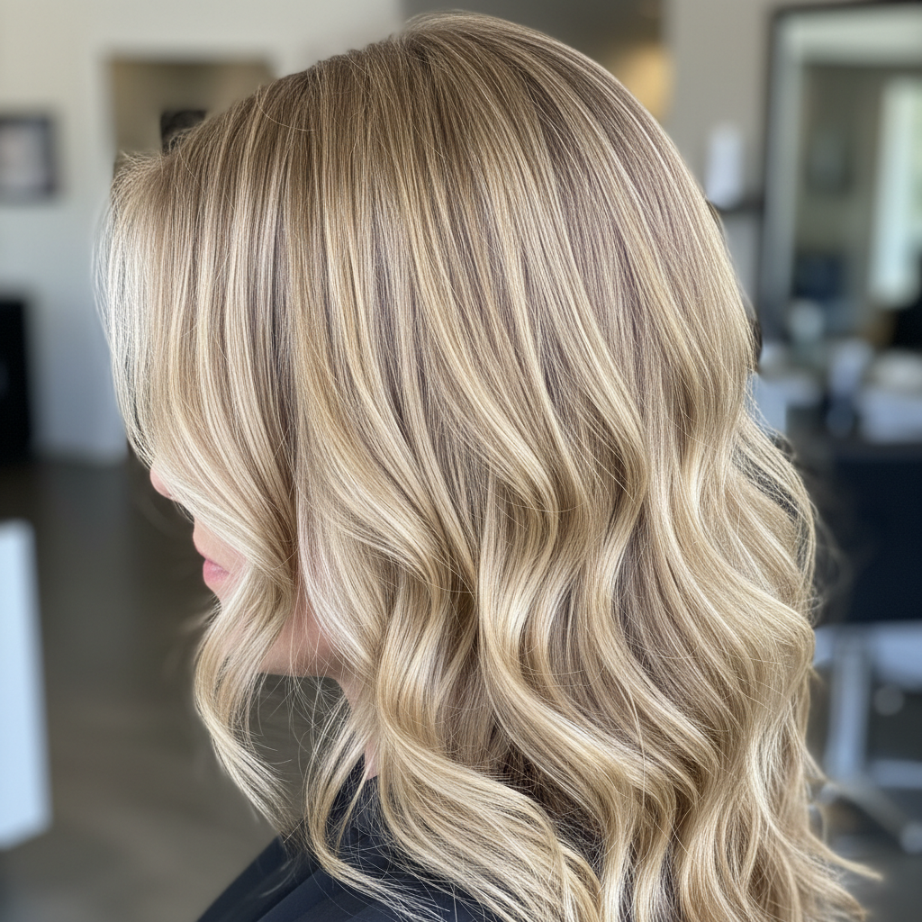 After shadow root: seamless dark root melting into lighter lengths, intentional and sophisticated