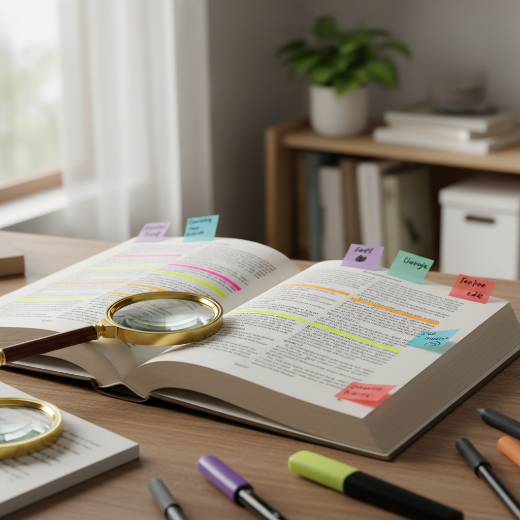 English grammar book open next to a pen and notebook