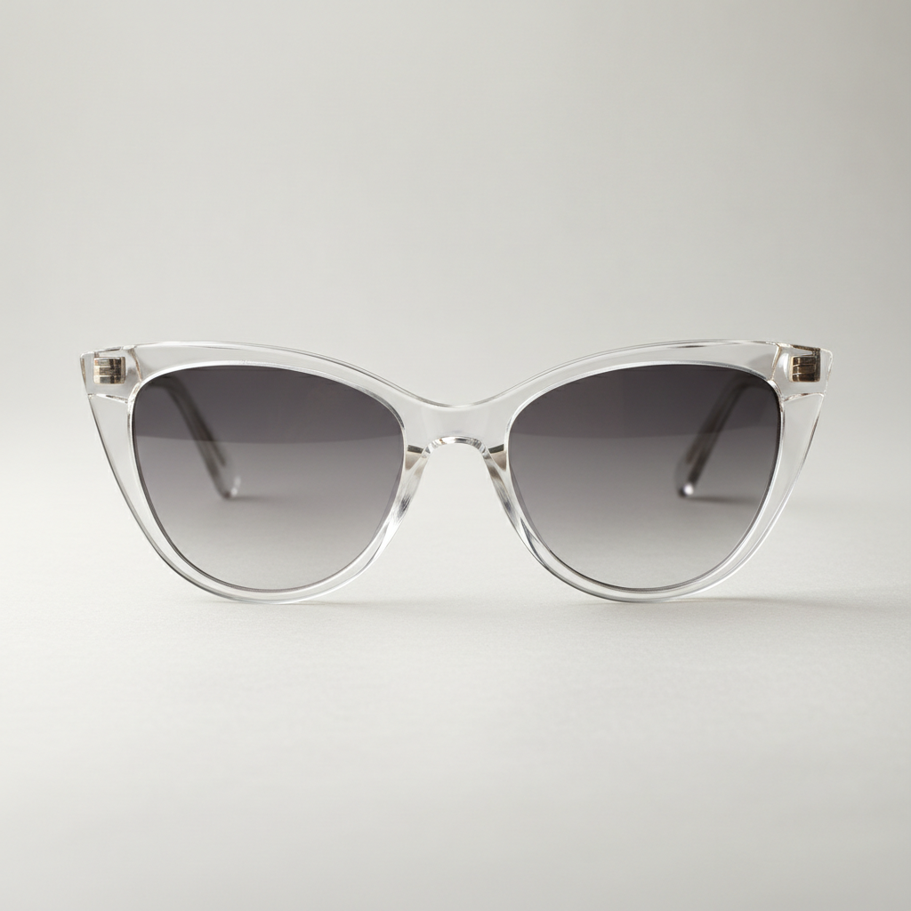Óculos de sol cat eye com armação dourada e lente fumê, acessório feminino fashion