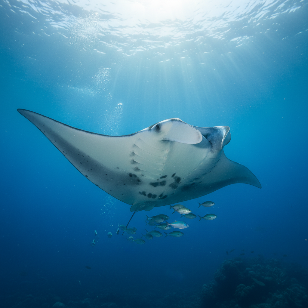 Manta Ray — Mobula birostris in natural habitat