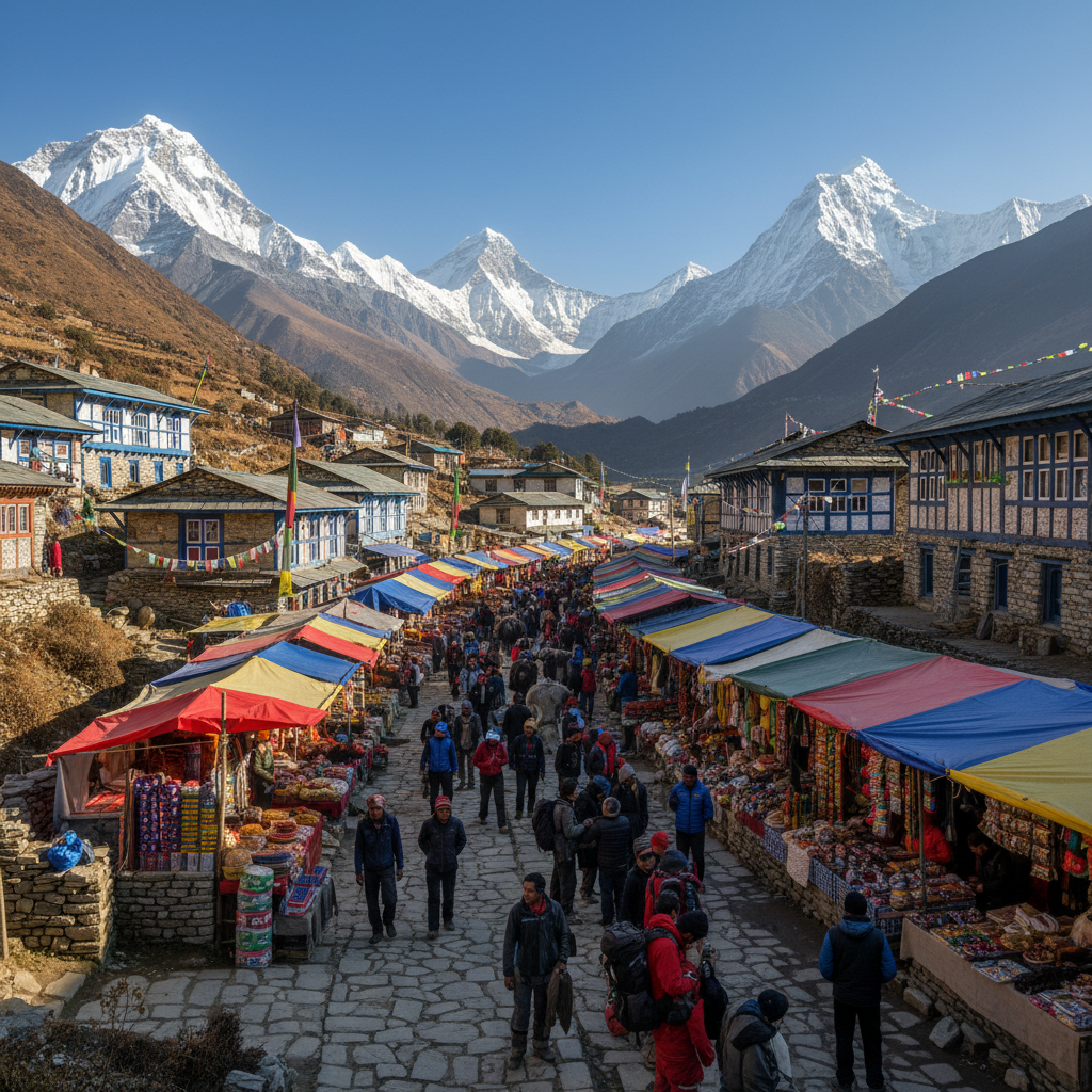 Namche Bazaar Sherpa village in the Khumbu Valley Nepal