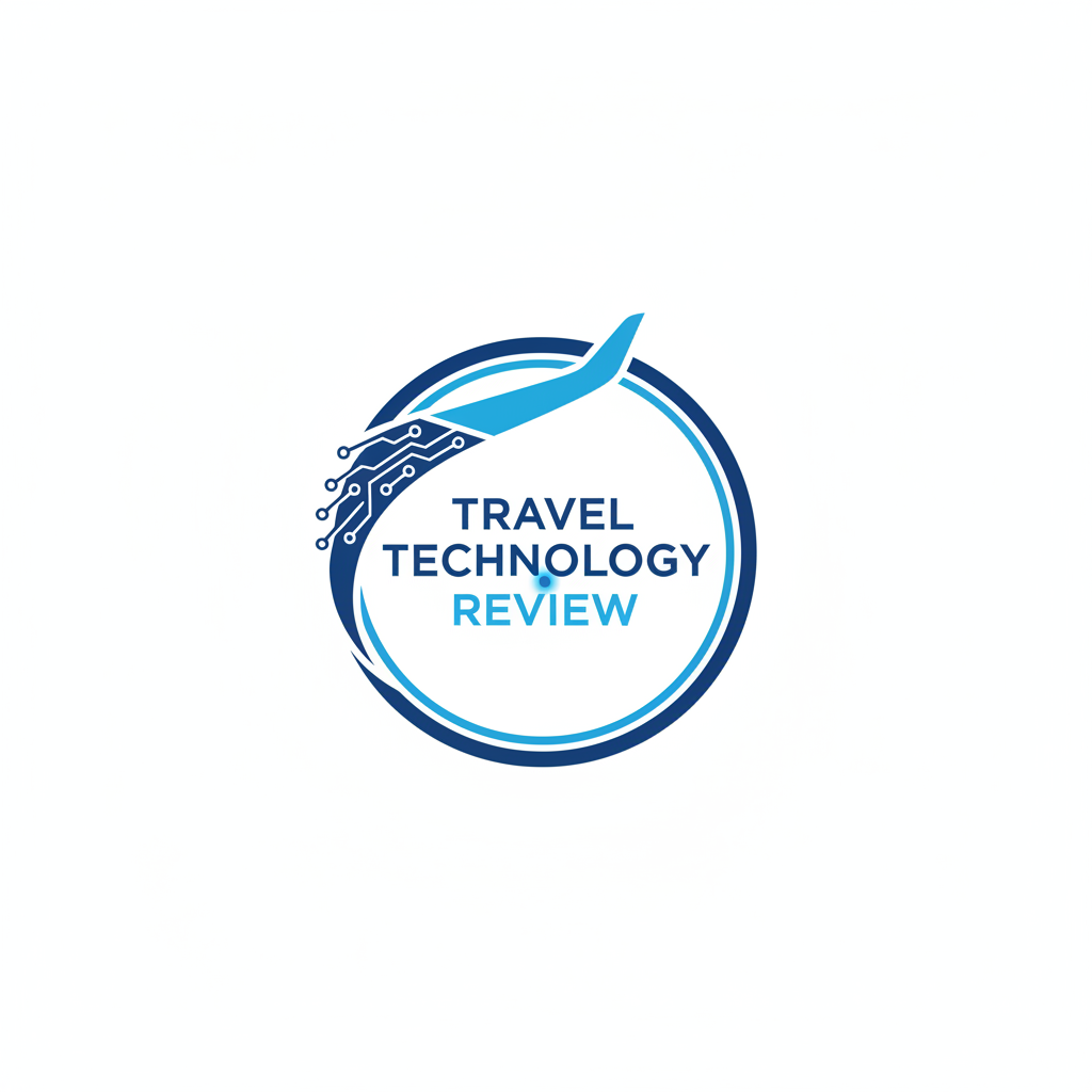 Travel Technology Review magazine logo with blue and white design
